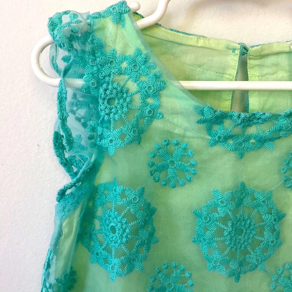 Turquoise & Aquamarine Lace and Cotten A-Line Dress